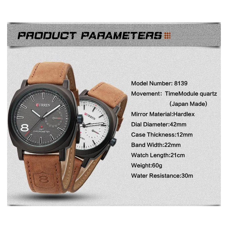 CURREN Classic Leather Men Watches Sport Waterproof Quartz Watch Men Military Clock Date Male Wristwatch Relogio Masculino