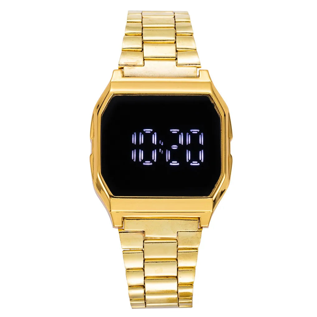 Digital Watch For Women Luxury Gold Silver Fashion Steel LED Number Wristwatch Electronic Men Sports Clock Gifts Reloj Mujer