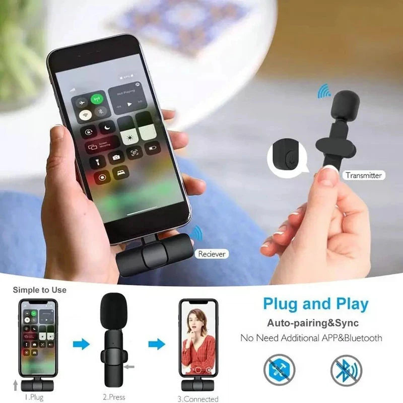 New Wireless K9 Lavalier Microphone Portable Audio Video Recording Mini Mic for iPhone Android Live Broadcast Gaming Phone Mic