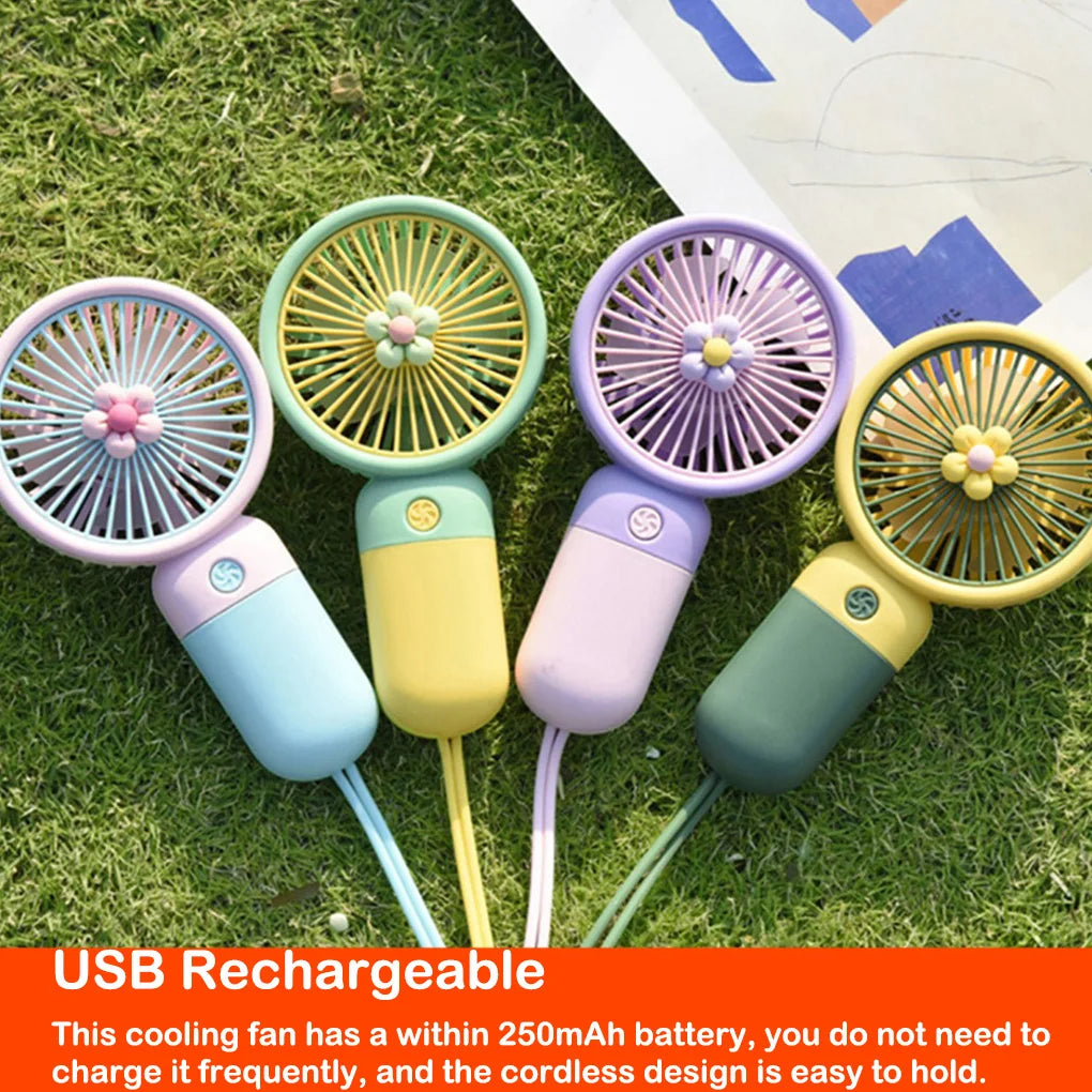 Handheld Fan Adjustable USB Summer Personal Quiet Cooler Button Control Work Indoor Outdoor Cooling Device Carrot